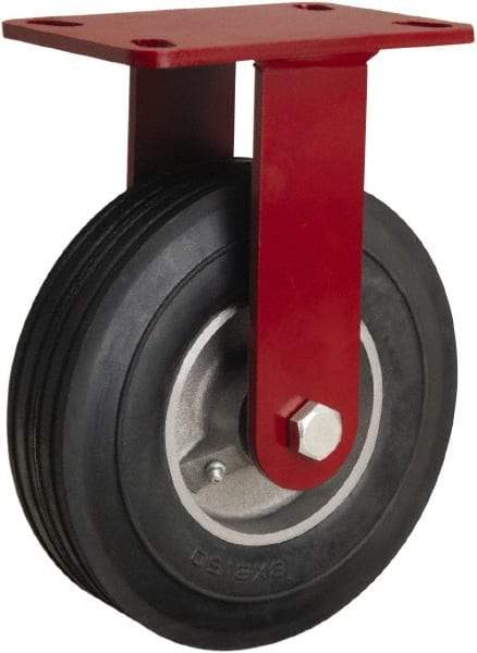 Hamilton - 8" Diam x 2" Wide, Rubber Rigid Caster - 500 Lb Capacity, Top Plate Mount, 4-1/2" x 6-1/2" Plate, Straight Roller Bearing - Eagle Tool & Supply