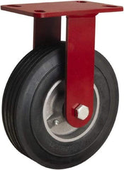 Hamilton - 8" Diam x 2" Wide, Rubber Rigid Caster - 500 Lb Capacity, Top Plate Mount, 4-1/2" x 6-1/2" Plate, Straight Roller Bearing - Eagle Tool & Supply