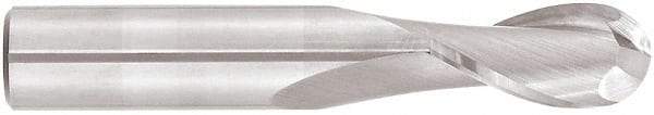 Niagara Cutter - 5/16" Diam, 1" LOC, 2 Flute Solid Carbide Ball End Mill - TiAlN Finish, Single End, 4" OAL, 5/16" Shank Diam, Spiral Flute - Eagle Tool & Supply