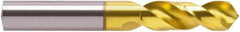 Guhring - 5.3mm 118° Spiral Flute Cobalt Screw Machine Drill Bit - TiN Finish, Right Hand Cut, 26mm Flute Length, 62mm OAL, Four Facet, Split Point, Straight Shank - Eagle Tool & Supply