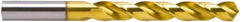 Guhring - Letter J 118° Cobalt Jobber Drill - TiN Finish, Right Hand Cut, Spiral Flute, Straight Shank, 109mm OAL, Four Facet, Split Point - Eagle Tool & Supply