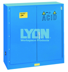 Acid Storage Cabinet - #5541 - 43 x 18 x 44" - 30 Gallon - w/one shelf, two poly trays, bi-fold self-closing door - Blue Only - Eagle Tool & Supply