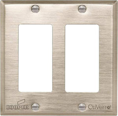 Cooper Wiring Devices - 2 Gang, 4-1/2 Inch Long, Standard Switch Plate - Decorator Switch, White Bronze, Antimicrobial Copper - Eagle Tool & Supply