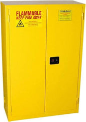 PRO-SAFE - 2 Door, 2 Shelf, Yellow Steel Standard Safety Cabinet for Flammable and Combustible Liquids - 65" High x 43" Wide x 18" Deep, Self Closing Door, 3 Point Key Lock, 45 Gal Capacity - Eagle Tool & Supply