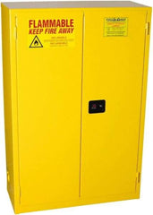 PRO-SAFE - 2 Door, 2 Shelf, Yellow Steel Standard Safety Cabinet for Flammable and Combustible Liquids - 65" High x 43" Wide x 18" Deep, Manual Closing Door, 3 Point Key Lock, 45 Gal Capacity - Eagle Tool & Supply