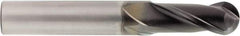 OSG - 3/16" Diam, 3/4" LOC, 2 Flute Solid Carbide Ball End Mill - Diamond Finish, Single End, 2" OAL, 5/32" Shank Diam, Spiral Flute - Eagle Tool & Supply