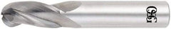 OSG - 7/8" Diam, 1-1/2" LOC, 3 Flute Solid Carbide Ball End Mill - TiAlN Finish, Single End, 4" OAL, 7/8" Shank Diam, Spiral Flute - Eagle Tool & Supply