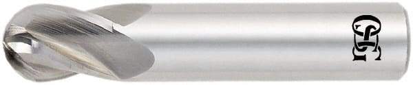 OSG - 11mm Diam, 16mm LOC, 4 Flute Solid Carbide Ball End Mill - TiAlN Finish, Single End, 64mm OAL, 64mm Shank Diam, Spiral Flute - Eagle Tool & Supply