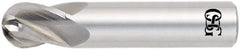 OSG - 11mm Diam, 16mm LOC, 4 Flute Solid Carbide Ball End Mill - TiAlN Finish, Single End, 64mm OAL, 64mm Shank Diam, Spiral Flute - Eagle Tool & Supply