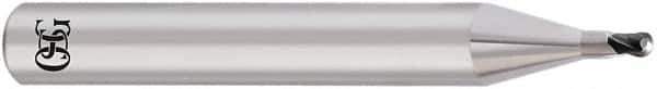 OSG - 0.5mm Diam, 0.3mm LOC, 2 Flute Solid Carbide Ball End Mill - TiAlN Finish, Single End, 45mm OAL, 4mm Shank Diam, Spiral Flute - Eagle Tool & Supply