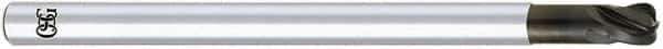 OSG - 3mm, 4 Flute, Single End, Solid Carbide, 0.5mm Corner Radius End Mill - 75mm OAL, 30° Helix, Right Hand Flute, 3mm LOC, Right Hand Cut, - Eagle Tool & Supply