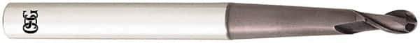 OSG - 10mm Diam, 18mm LOC, 2 Flute Solid Carbide Ball End Mill - TiAlN Finish, Single End, 130mm OAL, 12mm Shank Diam, Spiral Flute - Eagle Tool & Supply