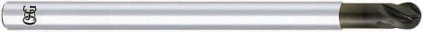 OSG - 3/16" Diam, 3/16" LOC, 4 Flute Solid Carbide Ball End Mill - Diamond Finish, Single End, 3" OAL, 3/16" Shank Diam, Spiral Flute - Eagle Tool & Supply