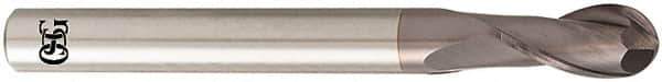 OSG - 12mm Diam, 22mm LOC, 2 Flute Solid Carbide Ball End Mill - TiAlN Finish, Single End, 110mm OAL, 12mm Shank Diam, Spiral Flute - Eagle Tool & Supply