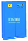 Acid Storage Cabinet - #5544 - 43 x 18 x 65" - 45 Gallon - w/2 shelves, three poly trays, 2-door manual close - Blue Only - Eagle Tool & Supply