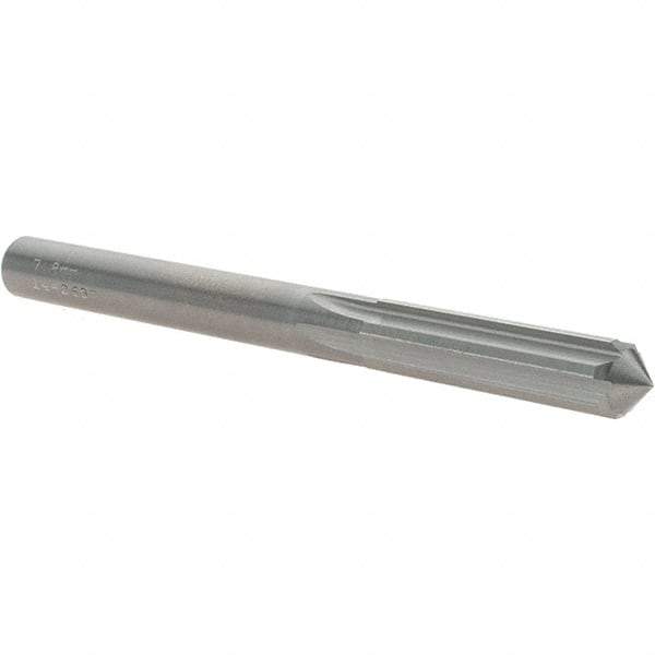 OSG - 7.8mm Solid Carbide Chucking Reamer - Straight Flute, 7.14mm Straight Shank, 29mm Flute Length, 83mm OAL - Eagle Tool & Supply
