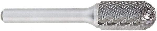 OSG - 1/2" Cut Diam, 1/4" Shank Diam, Cylinder with Radius Head Burr - Carbide, Radius End, 1" LOC, 6" OAL - Eagle Tool & Supply