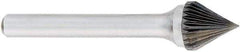 OSG - 1/4" Cut Diam, 1/4" Shank Diam, Cone Head Fluted Cut Burr - Carbide, Point End, 2" OAL - Eagle Tool & Supply