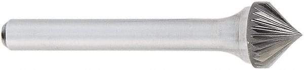 OSG - 3/8" Cut Diam, 1/4" Shank Diam, Cone Head Fluted Cut Burr - Carbide, Point End, 2" OAL - Eagle Tool & Supply