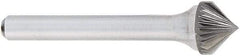 OSG - 1/4" Cut Diam, 1/4" Shank Diam, Cone Head Fluted Cut Burr - Carbide, Point End, 2" OAL - Eagle Tool & Supply