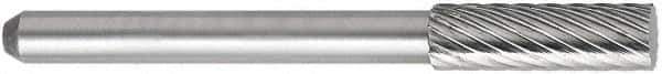 OSG - 3/16" Cut Diam, 1/8" Shank Diam, Cylinder Head Fluted Cut Burr - Carbide, Flat End, 1/2" LOC, 1-1/2" OAL - Eagle Tool & Supply