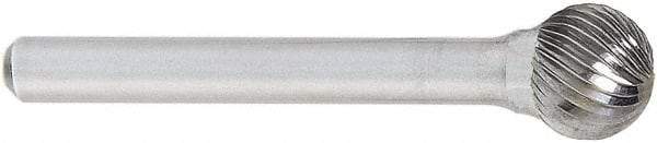 OSG - 1/4" Cut Diam, 1/4" Shank Diam, Ball Head Fluted Cut Burr - Carbide, 1/4" LOC, 2" OAL - Eagle Tool & Supply