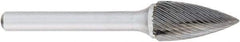 OSG - 12mm Cut Diam, 6mm Shank Diam, Tree Head Fluted Cut Burr - Carbide, Point End, 25mm LOC, 50mm OAL - Eagle Tool & Supply