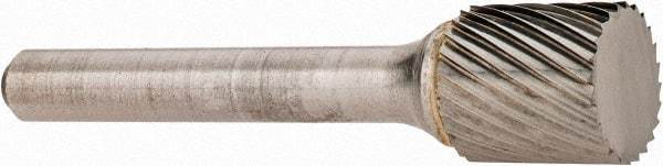 OSG - 1/2" Cut Diam, 1/4" Shank Diam, Cylinder Head Fluted Cut Burr - Carbide, Flat End, 1/2" LOC, 2" OAL - Eagle Tool & Supply