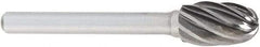 OSG - 3/8" Cut Diam, 1/4" Shank Diam, Oval Head Fluted Cut Burr - Carbide, Radius End, 5/8" LOC, 2" OAL - Eagle Tool & Supply