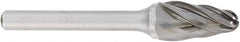 OSG - 3/4" Cut Diam, 1/4" Shank Diam, Tree with Radius Head Fluted Cut Burr - Carbide, Radius End, 1-1/4" LOC, 2" OAL - Eagle Tool & Supply