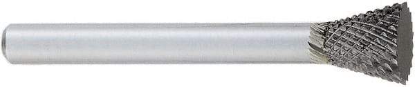 OSG - 19mm Cut Diam, 6mm Shank Diam, Inverted Cone Head Burr - Carbide, Flat End, 16mm LOC, 50mm OAL - Eagle Tool & Supply