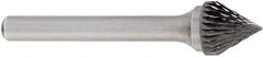 OSG - 5/8" Cut Diam, 1/4" Shank Diam, Cone Head Burr - Carbide, Point End, 2" OAL - Eagle Tool & Supply