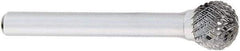 OSG - 5/16" Cut Diam, 1/4" Shank Diam, Ball Head Burr - Carbide, 5/16" LOC, 2" OAL - Eagle Tool & Supply