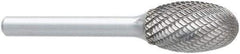 OSG - 5/8" Cut Diam, 1/4" Shank Diam, Oval Head Burr - Carbide, Radius End, 1" LOC, 2" OAL - Eagle Tool & Supply