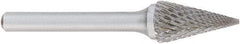 OSG - 1/2" Cut Diam, 1/4" Shank Diam, Cone Head Burr - Carbide, Point End, 7/8" LOC, 2" OAL - Eagle Tool & Supply