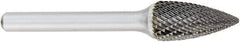 OSG - 5/8" Cut Diam, 1/4" Shank Diam, Tree Head Burr - Carbide, Point End, 1" LOC, 2" OAL - Eagle Tool & Supply