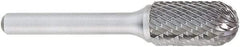 OSG - 7/16" Cut Diam, 1/4" Shank Diam, Cylinder with Radius Head Burr - Carbide, Radius End, 1" LOC, 2" OAL - Eagle Tool & Supply