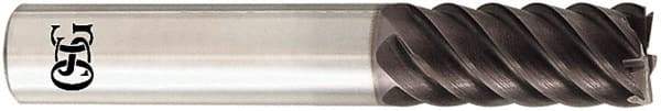OSG - 1/2", 1" LOC, 1/2" Shank Diam, 3" OAL, 6 Flute, Solid Carbide Square End Mill - Single End, TiAlN Finish, Spiral Flute, 50° Helix, Centercutting, Right Hand Cut, Right Hand Flute, Series HP450 - Eagle Tool & Supply