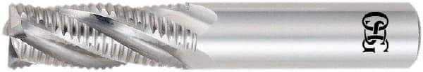 OSG - 12mm Diam, 25mm LOC, 4 Flute Solid Carbide Roughing Square End Mill - Uncoated, 76mm OAL, 12mm Shank Diam, Single End, Centercutting, 30° Helix - Eagle Tool & Supply