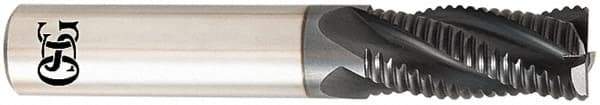 OSG - 3/4" Diam, 1-5/8" LOC, 4 Flute, Solid Carbide Square Roughing End Mill - TiAlN Finish, 4" OAL, 3/4" Shank Diam, Single End, Centercutting, 30° Helix, Spiral Flute - Eagle Tool & Supply