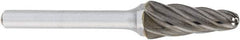 OSG - 1/2" Cut Diam, 1/4" Shank Diam, Cone Head Fluted Cut Burr - Carbide, Radius End, 1-1/8" LOC, 2" OAL - Eagle Tool & Supply