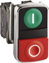 Square D - 0.87 Inch Mount Hole, Flush, Pushbutton Switch Only - Rectangle, Green and Red Pushbutton, Illuminated, Momentary (MO), Shock and Vibration Resistant - Eagle Tool & Supply