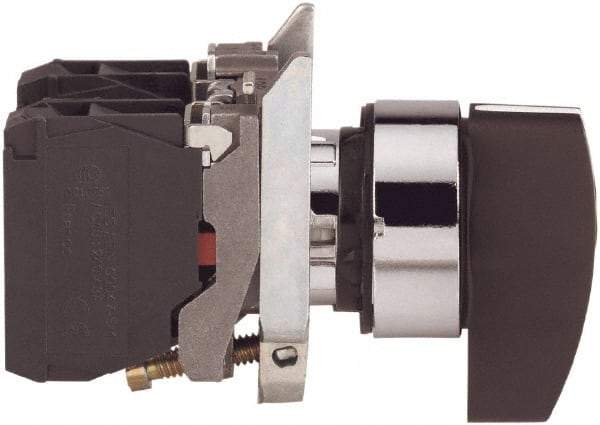 Square D - 0.87 Inch Mount Hole, 3 Position, Lever Operated, Selector Switch Only - Black, Momentary (MO), Nonilluminated, 2NO, Shock and Vibration Resistant - Eagle Tool & Supply