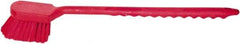 PRO-SOURCE - 1-3/4" Bristle Length, Plastic Utility Scrub Brush - 4-1/2" Long x 3-3/4" Wide Head, 20" OAL, Long Handle, Red, Foam Block - Eagle Tool & Supply