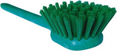 PRO-SOURCE - 1-3/4" Bristle Length, Plastic Utility Scrub Brush - 4-1/2" Long x 3-3/4" Wide Head, 20" OAL, Long Handle, Green, Foam Block - Eagle Tool & Supply