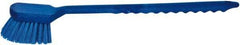 PRO-SOURCE - 1-3/4" Bristle Length, Plastic Utility Scrub Brush - 4-1/2" Long x 3-3/4" Wide Head, 20" OAL, Long Handle, Blue, Foam Block - Eagle Tool & Supply