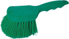 PRO-SOURCE - 1-3/4" Bristle Length, Plastic Utility Scrub Brush - 4-1/2" Long x 3-3/4" Wide Head, 8-1/2" OAL, Short Handle, Green, Foam Block - Eagle Tool & Supply