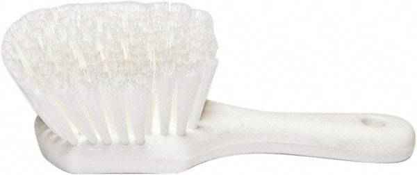 PRO-SOURCE - 1-3/4" Bristle Length, Plastic Utility Scrub Brush - 4-1/2" Long x 3-3/4" Wide Head, 8-1/2" OAL, Short Handle, White, Foam Block - Eagle Tool & Supply