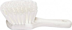 PRO-SOURCE - 1-3/4" Bristle Length, Plastic Utility Scrub Brush - 4-1/2" Long x 3-3/4" Wide Head, 8-1/2" OAL, Short Handle, White, Foam Block - Eagle Tool & Supply