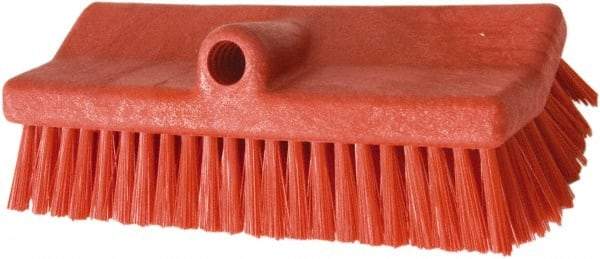 PRO-SOURCE - 1-3/4" Bristle Length, Polypropylene Food Service Brush - 10" Long x 5" Wide Head, 20" OAL, Long Handle, Red, Foam Block - Eagle Tool & Supply